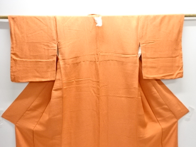  抽象模様織り出し一つ紋色無地着物